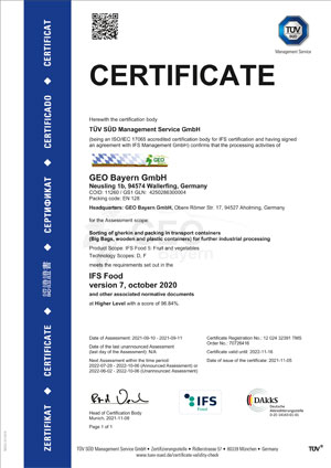 IFS Zertifikat EN 11 2021